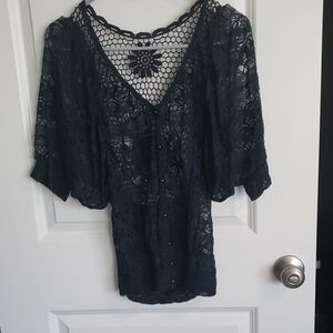 Elegant Black Lace Women's Top